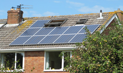 Photovoltaic panels on a roof