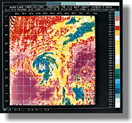 Infra-red satellite photo, showing weather patterns