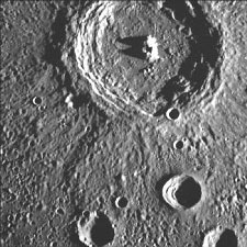 Closeup of craters on the surface of Mercury